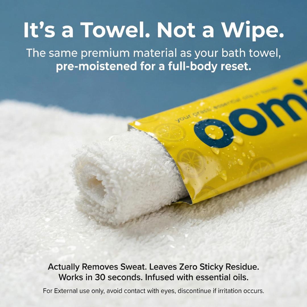 Oomi Full-Body Cleansing – Pack of 5  | Soft Pre-Moistened Terry Cloth Face & Body Towel for Men & Women - Gently Clean & Dry Skin Quickly – Multifunctional Towel for Gym, Office, Outdoor & Travel Use (Copy)